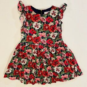 J Crew Liberty Ruffle Shoulder Dress Girls 2 2T Amelie Poppy Floral Crewcuts